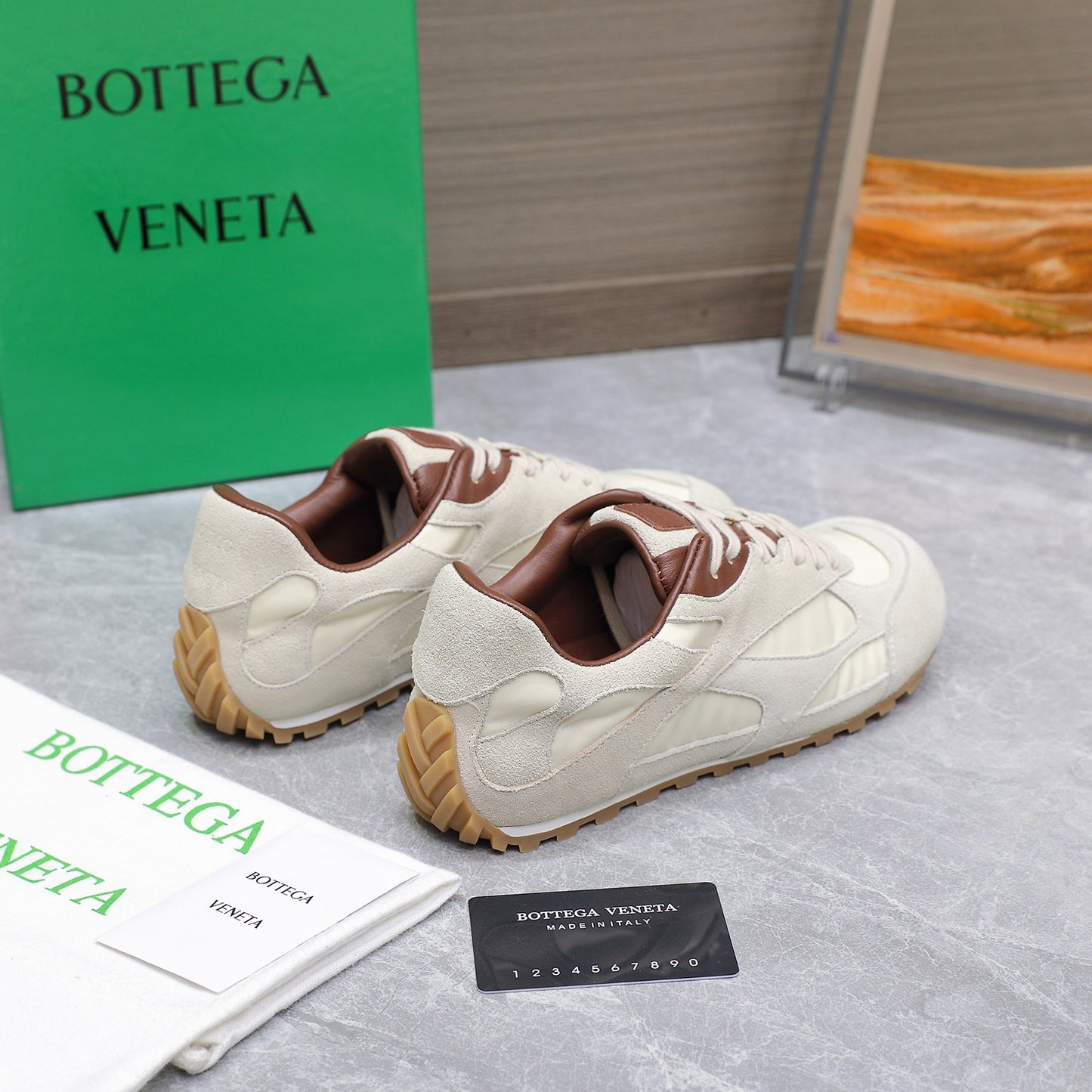Bottega Veneta White And Black Suede Low - Top Sneakers