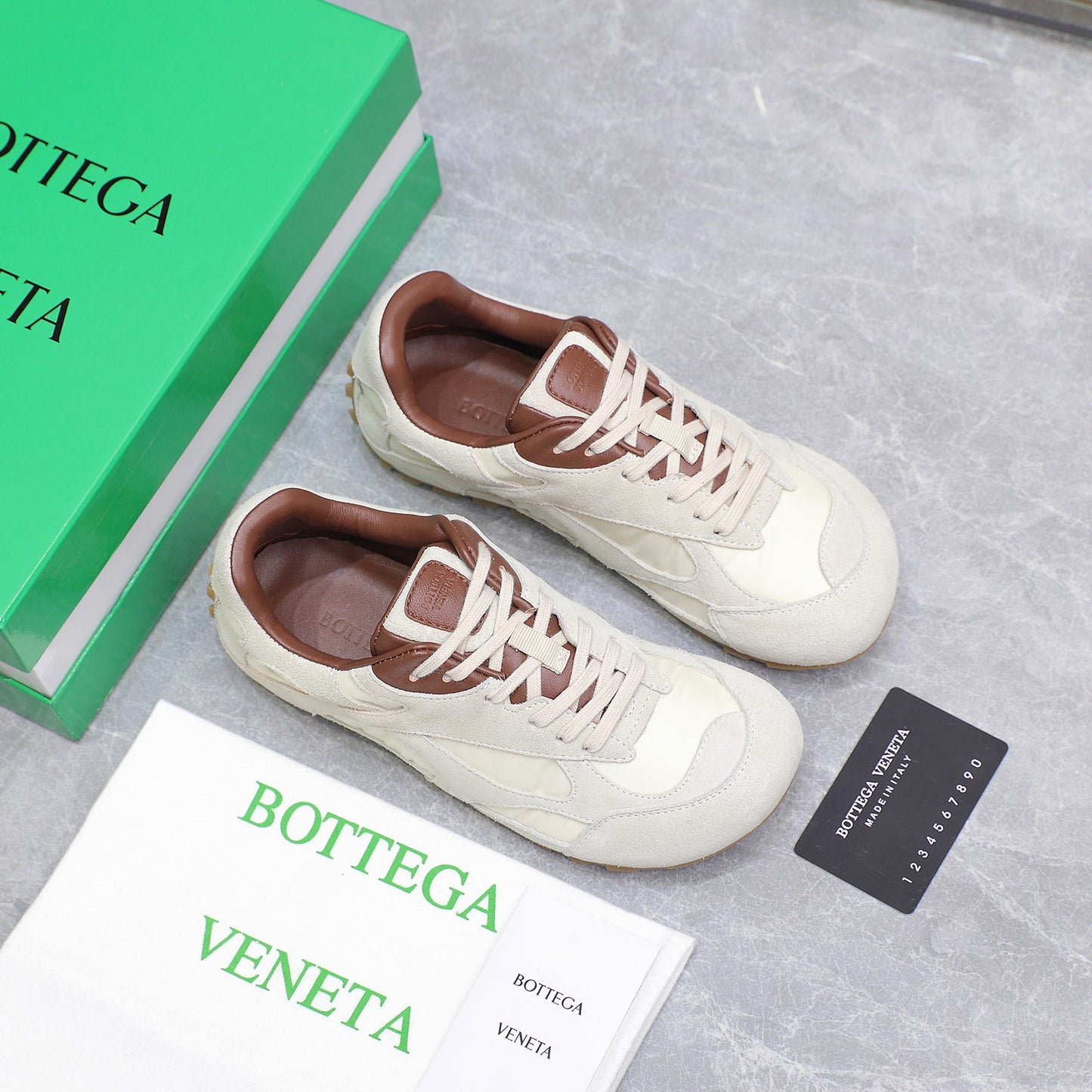 Bottega Veneta White And Black Suede Low - Top Sneakers
