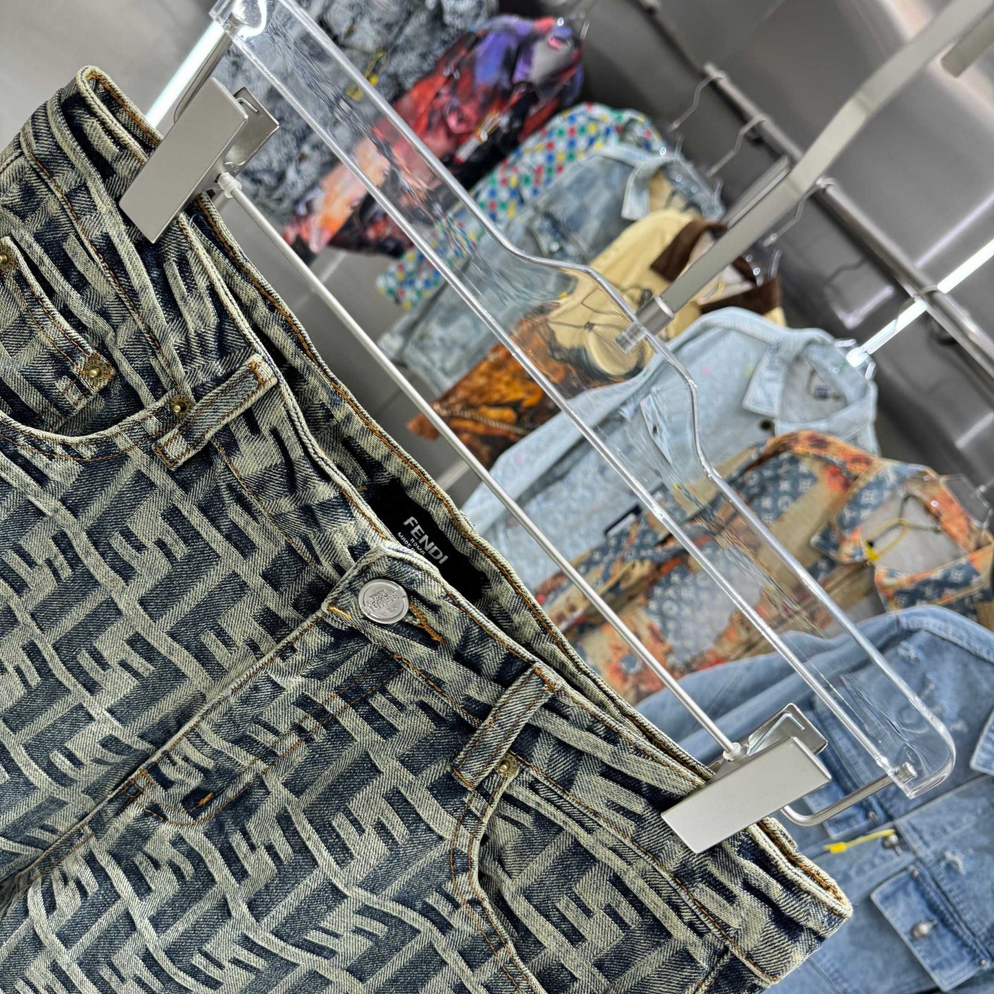 Fendi Fashionable Jeans With Iconic FF Pattern For Stylish Looks