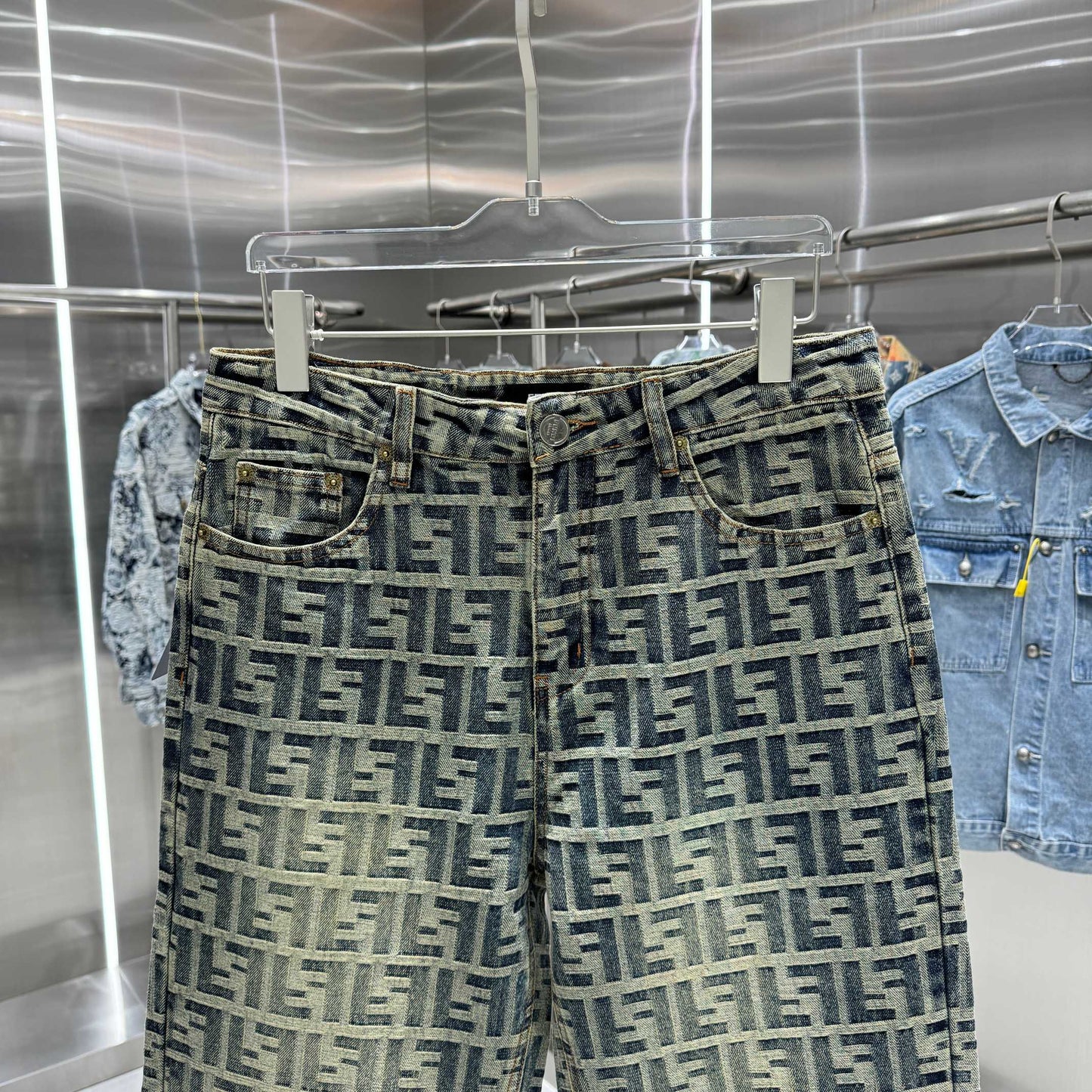 Fendi Fashionable Jeans With Iconic FF Pattern For Stylish Looks