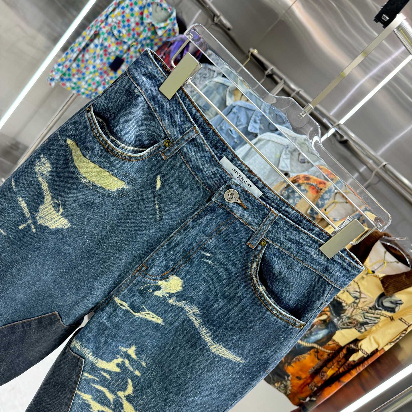 Givenchy Stylish Distressed Wide - Leg Denim Jeans for Trendy Look