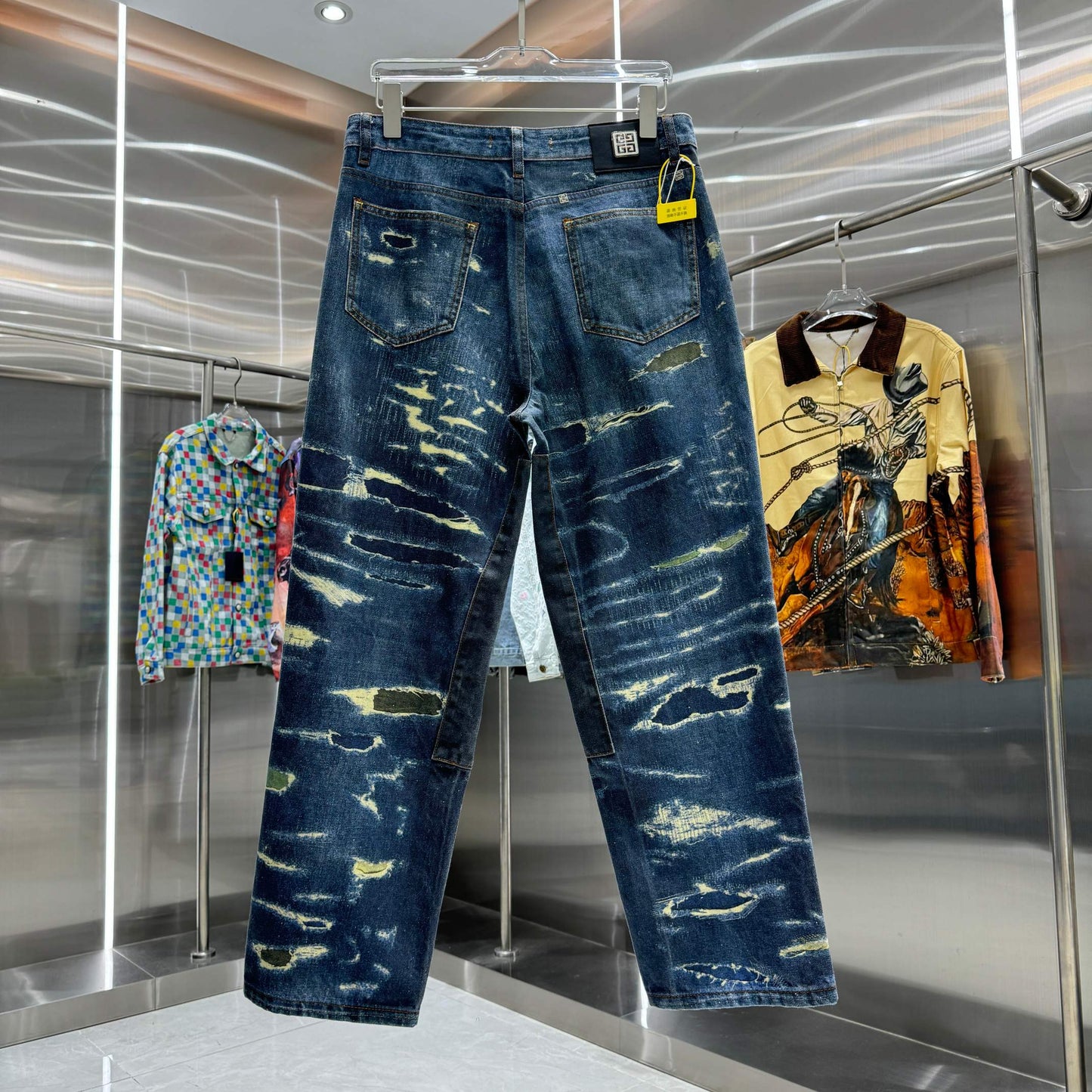 Givenchy Stylish Distressed Wide - Leg Denim Jeans for Trendy Look