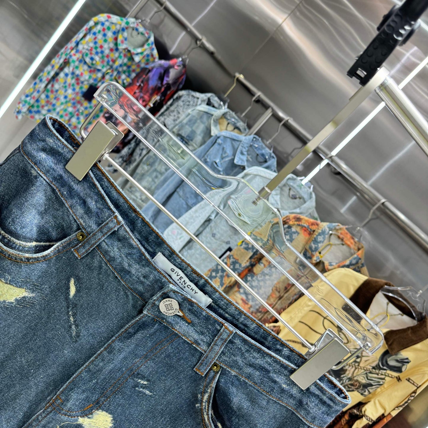 Givenchy Stylish Distressed Wide - Leg Denim Jeans for Trendy Look