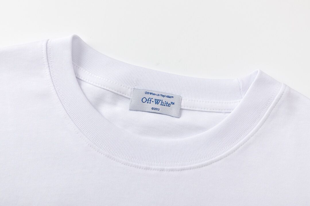 Off White White/Black T Shirt With Orange Floral Pattern And Brand Logo