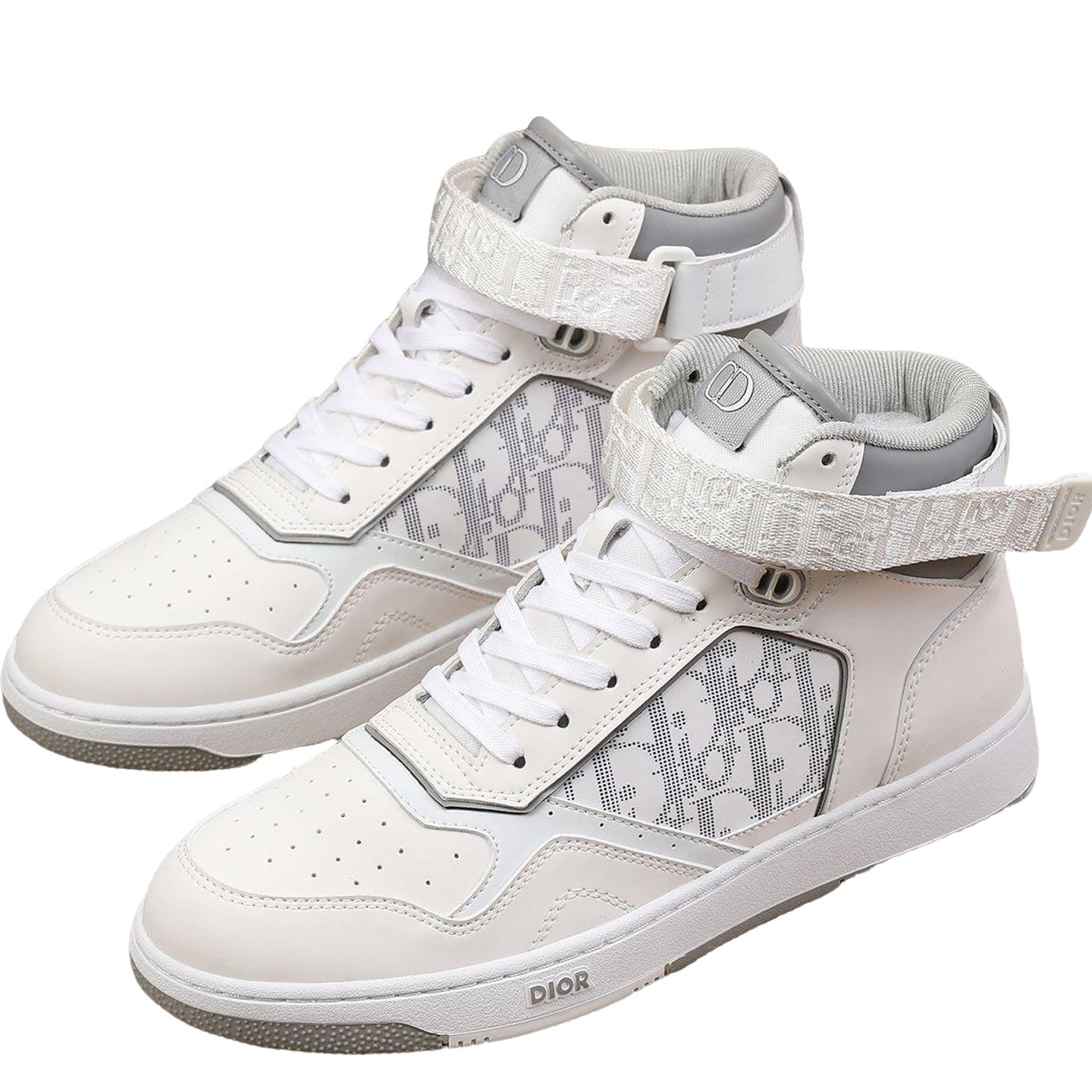 Dior Men's High Top Sneakers with Oblique Pattern and Adjustable Strap