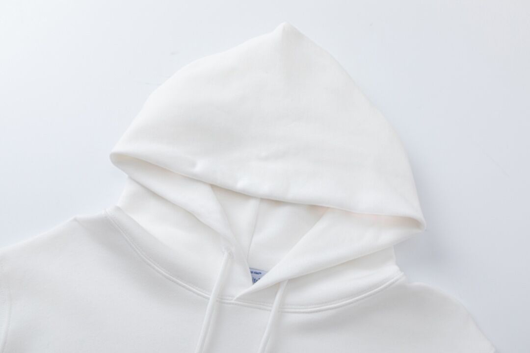 Off White Hoodie With Artistic Angel And Human Interaction Graphic Design