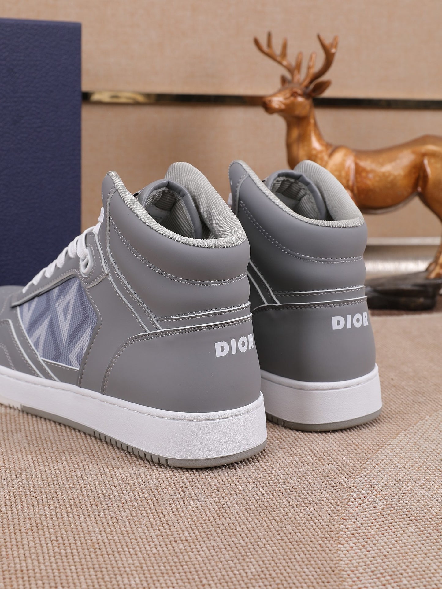 Dior Men's High Top Sneakers with Oblique Pattern and Adjustable Strap