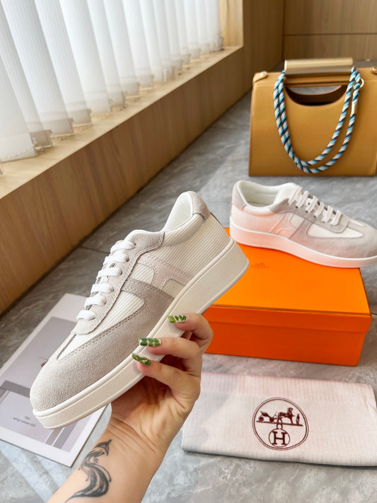 Hermes Women's Sneakers Iconic H Logo Leather Casual Fashion Shoes