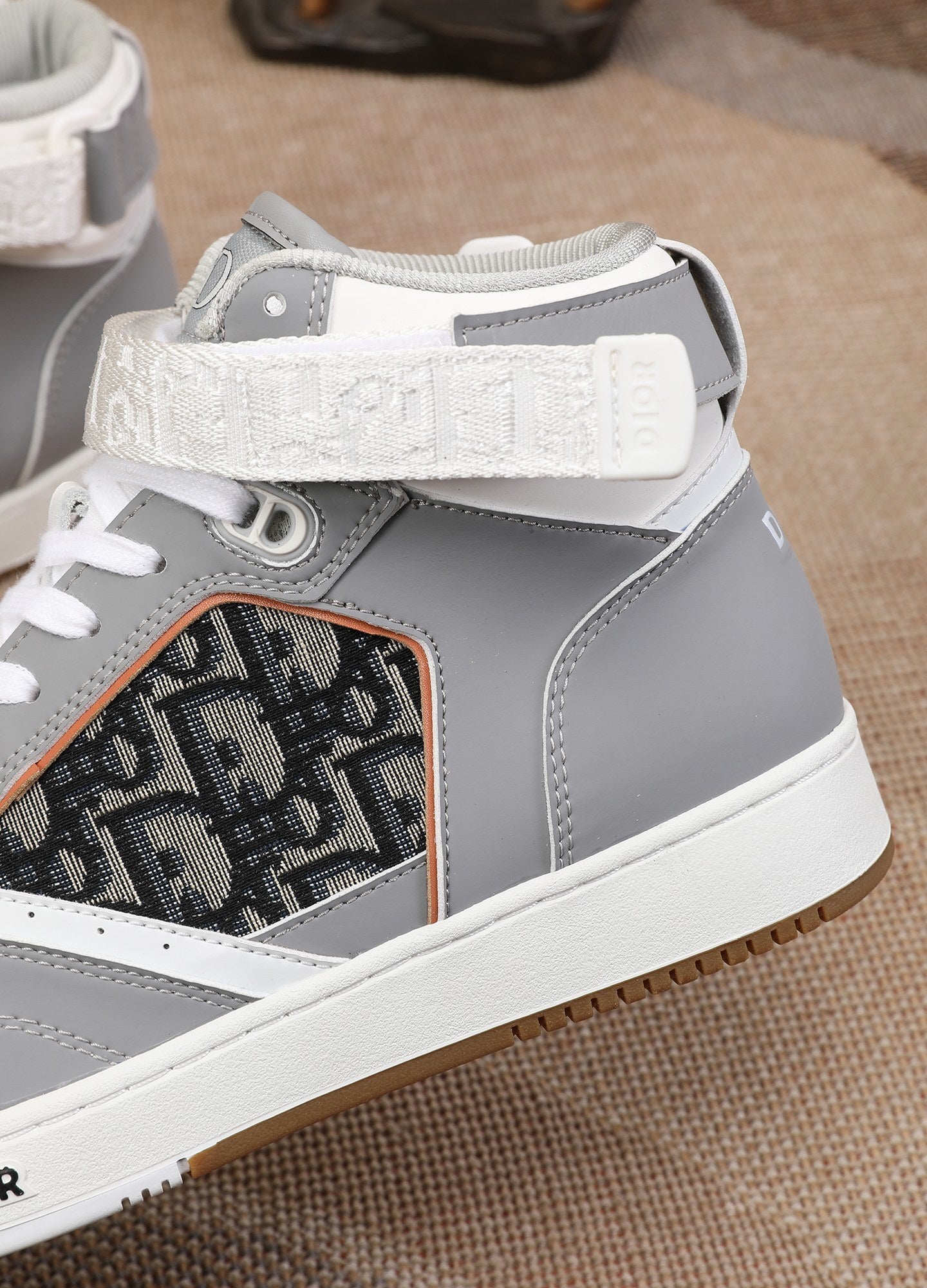 Dior Men's High Top Sneakers with Oblique Pattern and Adjustable Strap