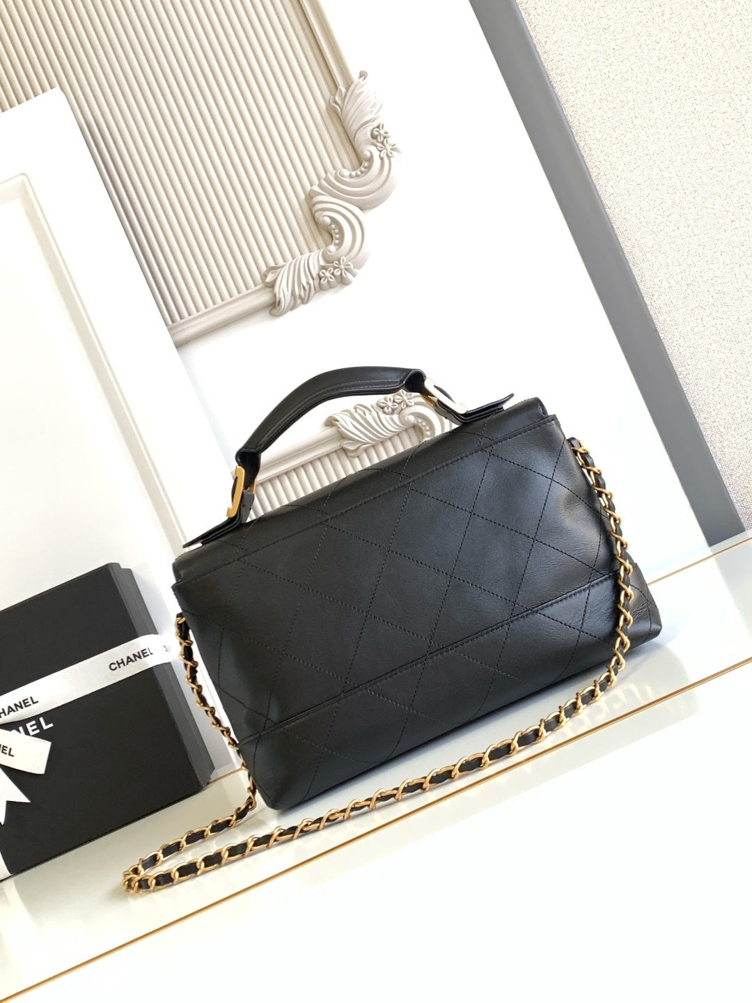Chanel hobo Black Quilted Leather Handbag With Gold CC Logo And Chain Strap 5637