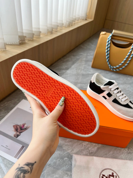 Hermes Women's Sneakers Iconic H Logo Leather Casual Fashion Shoes