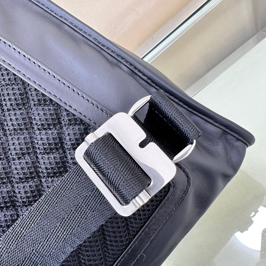 Sleek Black Leather Burberry Backpack With Embossed Logo And Functional Pockets Style No.6021