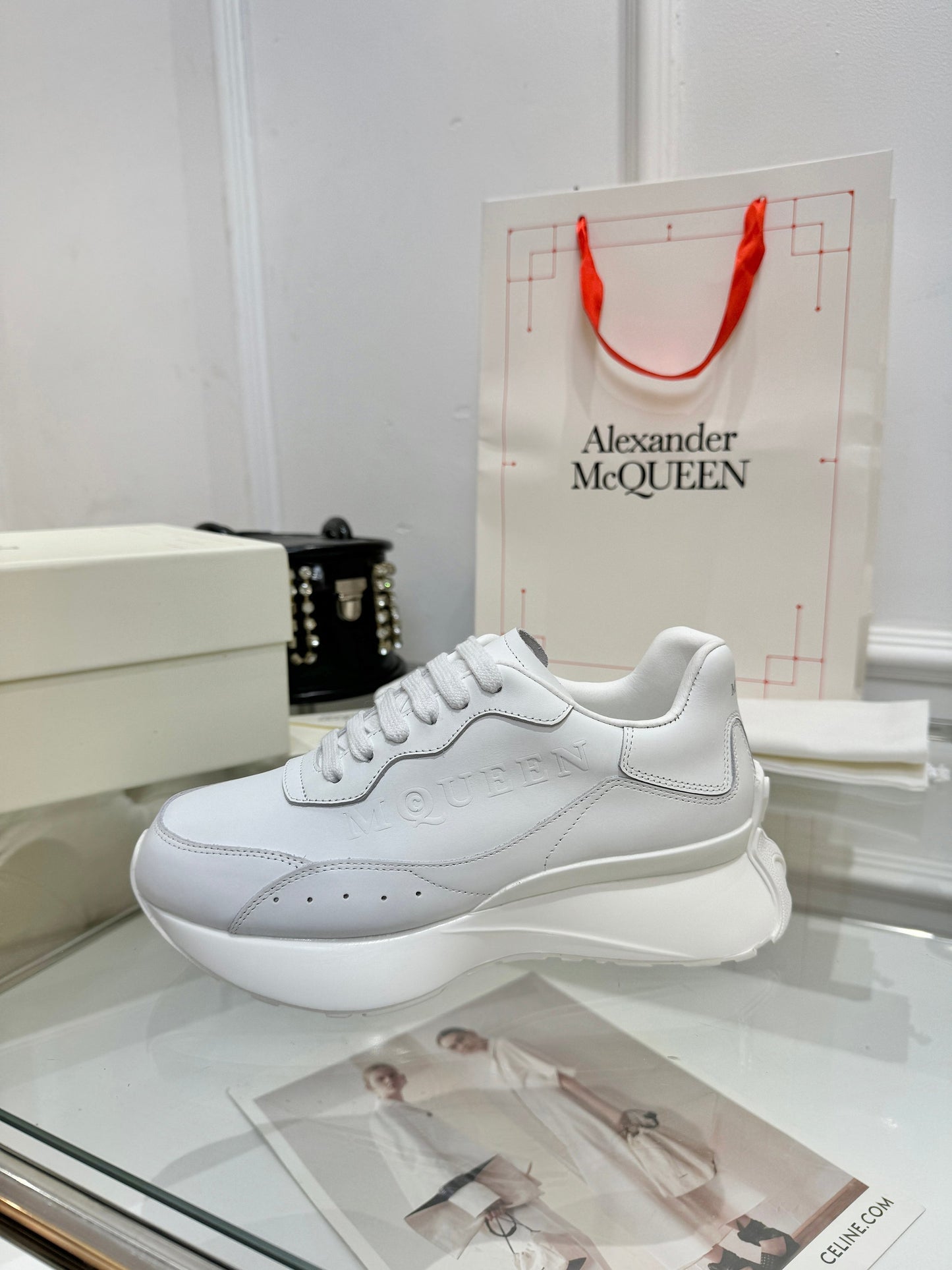 Alexander McQueen Unisex Oversized Sneakers With Metallic Heel Accents