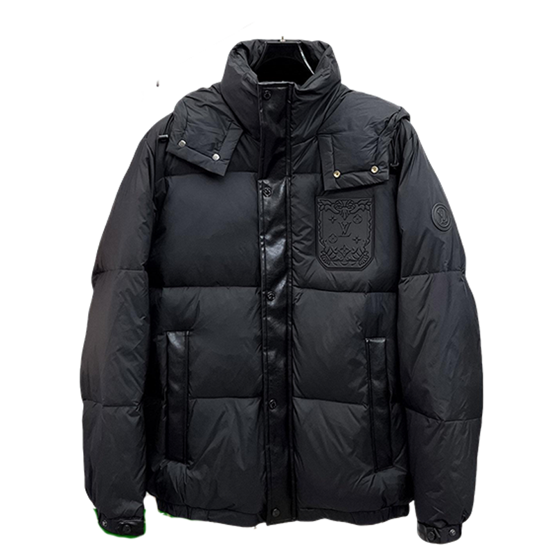 Louis Vuitton Black High - Neck Down Jacket With Emblem Detail