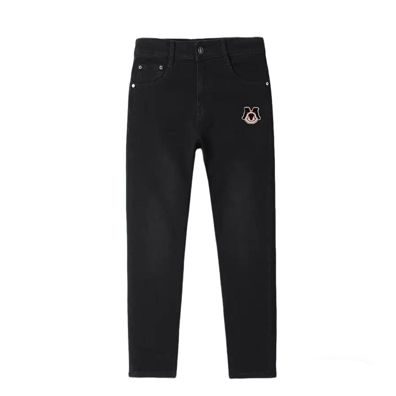 Moncler Men's Black Jeans With Signature Logo Embroidery And Sleek Design