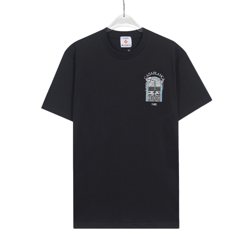 Casablanca Black/White T - Shirt With Embroidered Window Graphic And Paris Detail