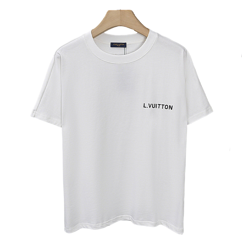 Louis Vuitton White/Black Short Sleeve T shirt with Classic Brand Logo on Chest