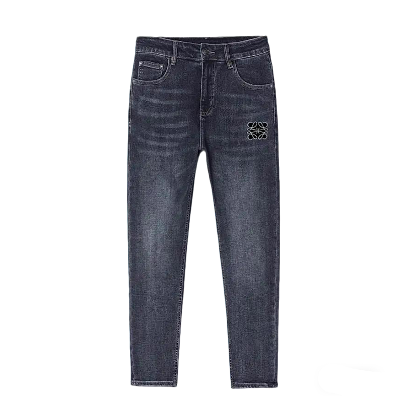 Loewe Men's Dark Wash Denim Jeans With Signature Brand Emblem