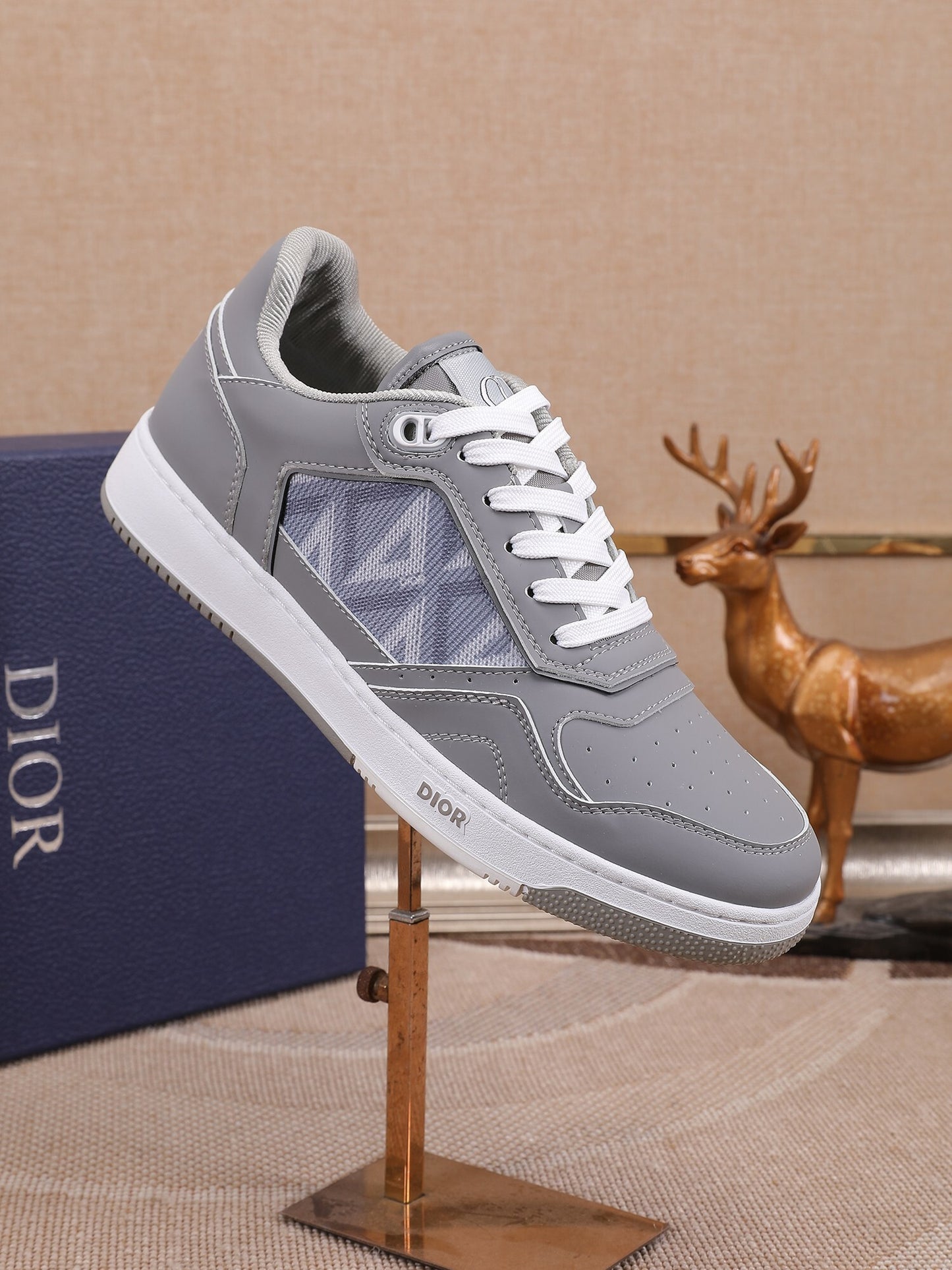 Dior Mens Sneakers Luxury Leather Casual Shoes With Oblique Pattern