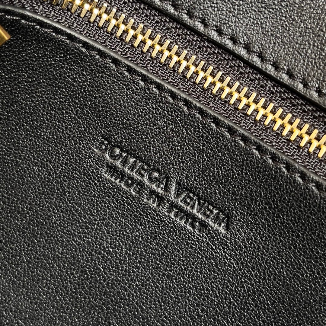 Bottega Veneta Woven Leather Crossbody Bag With Gold Lock Fashion Statement Piece Style No.755545