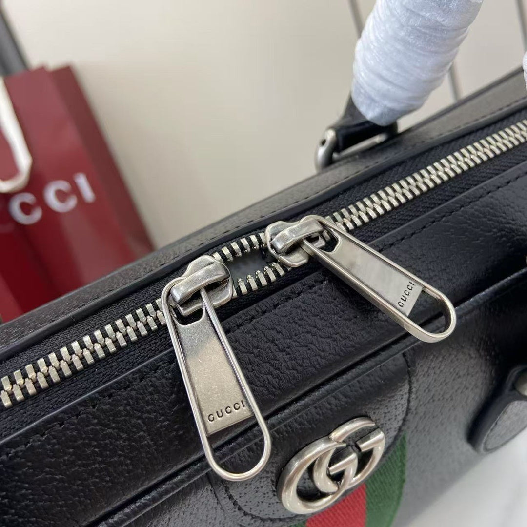 Sophisticated Gucci Briefcase With Signature Web Stripe And GG Logo For Professional Elegance 834461