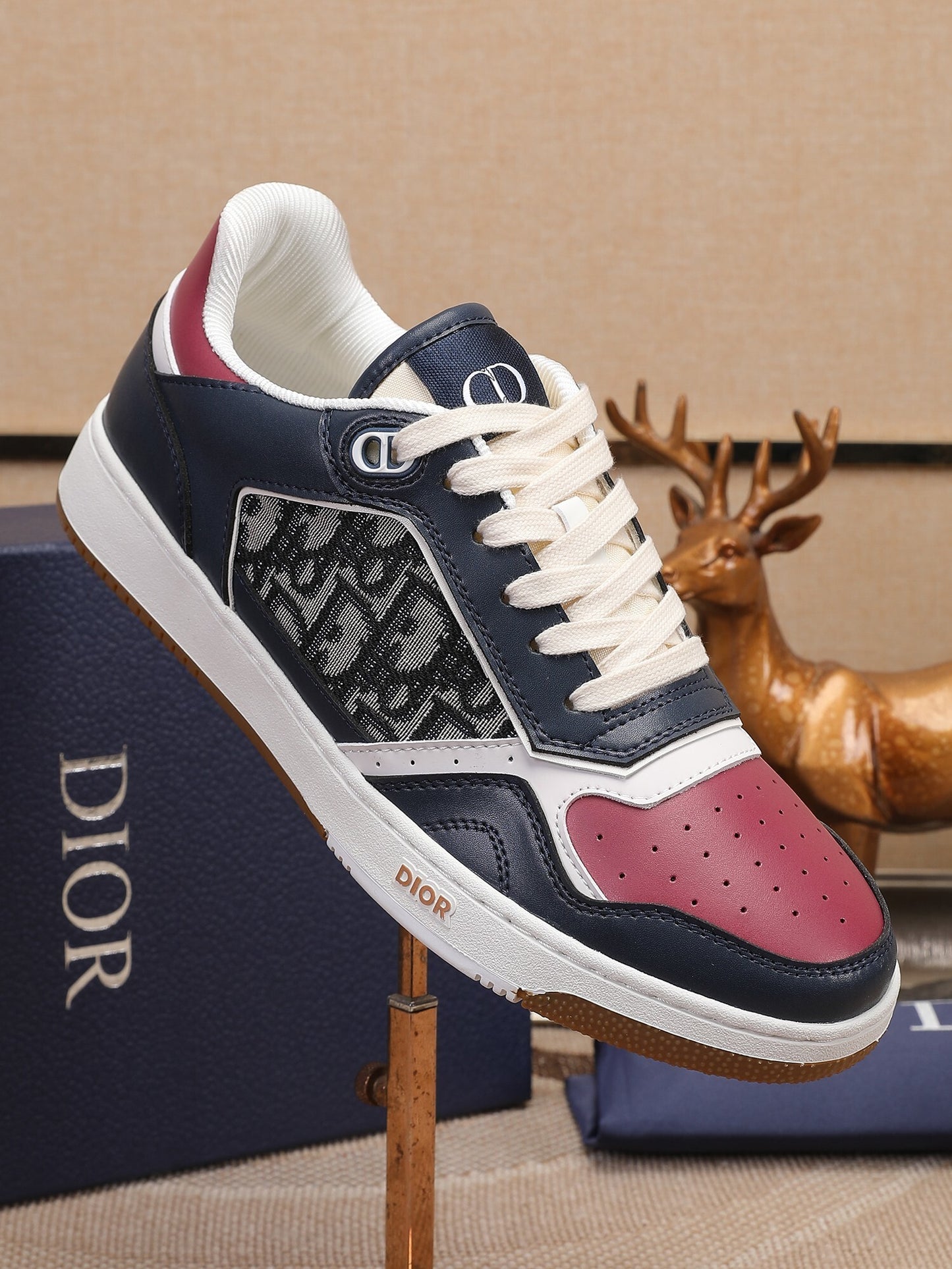 Dior Mens Sneakers Luxury Leather Casual Shoes With Oblique Pattern