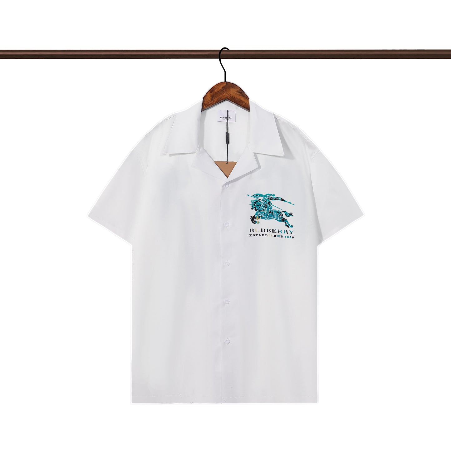 Burberry Black Short - Sleeve Shirt With Equestrian Knight Emblem Design