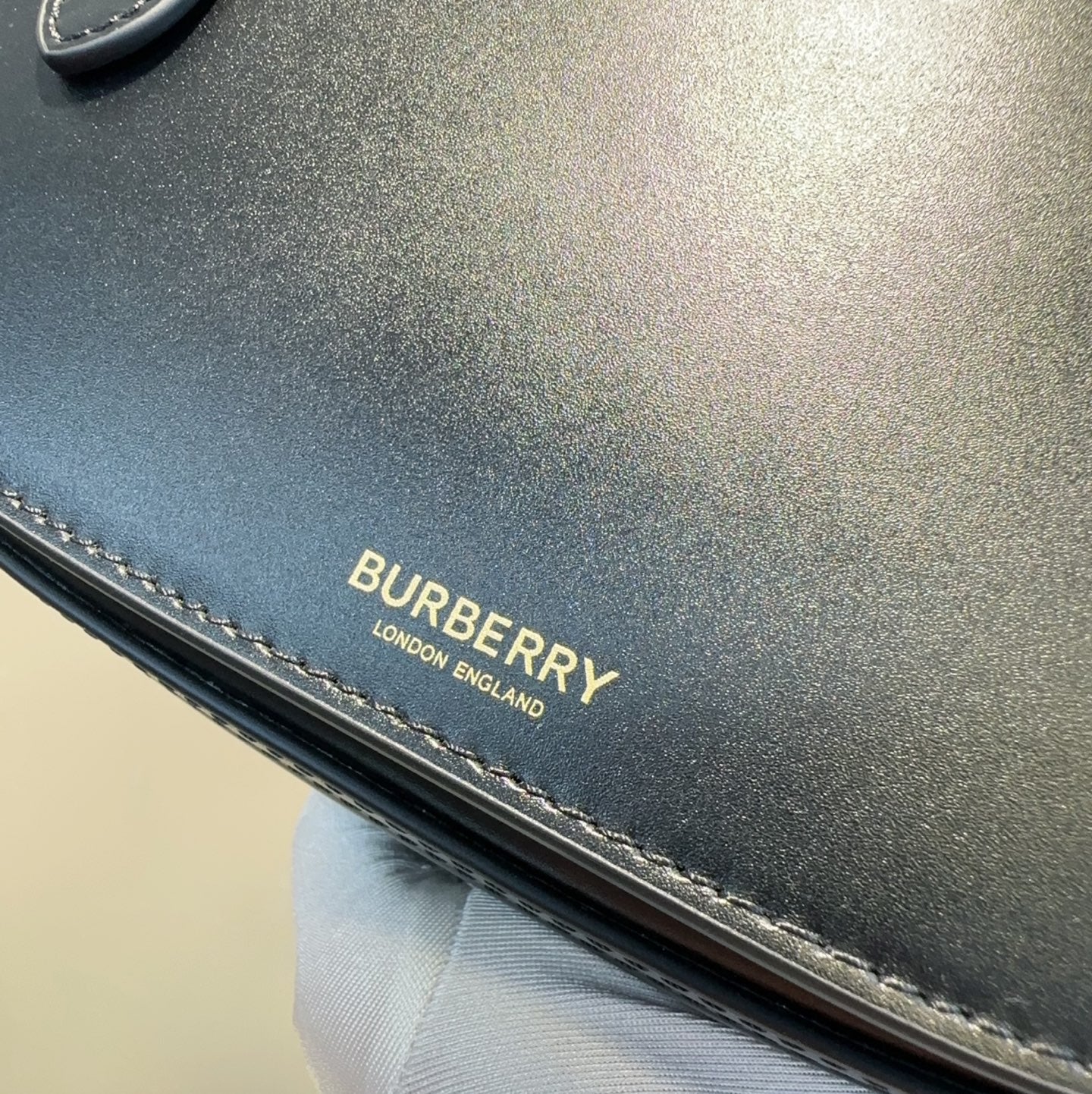 Sophisticated Black/Brown Burberry Half - Moon Bag With Dual Straps And Gold - Tone Accents Style No.717165