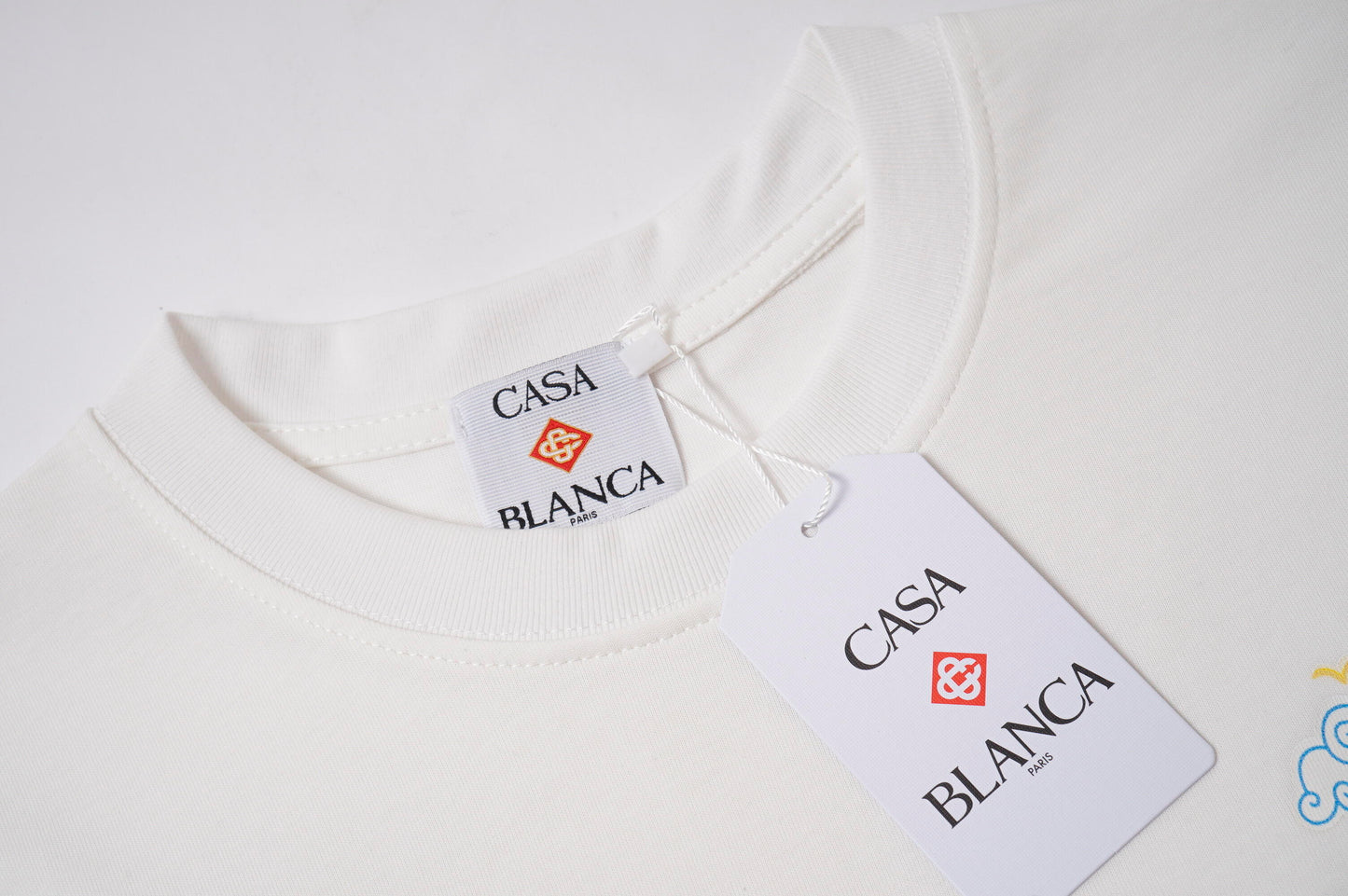 Casablanca White/Black/Green T - Shirt With Colorful Mountain Sun And Brand Logo Graphic