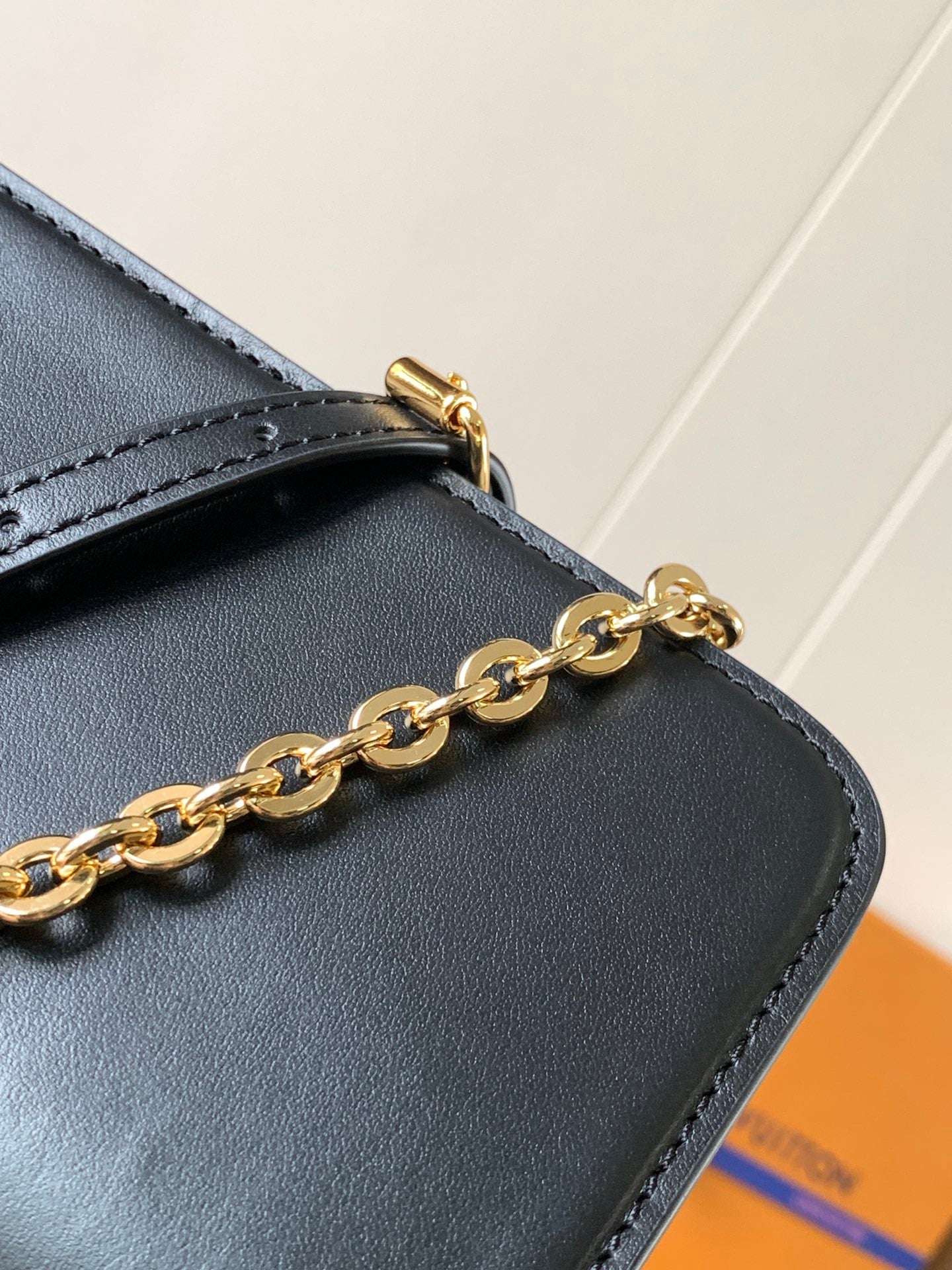 Stylish Louis Vuitton Leather Chain Bag With Gold LV Charm for Fashion Enthusiasts 4 colors available