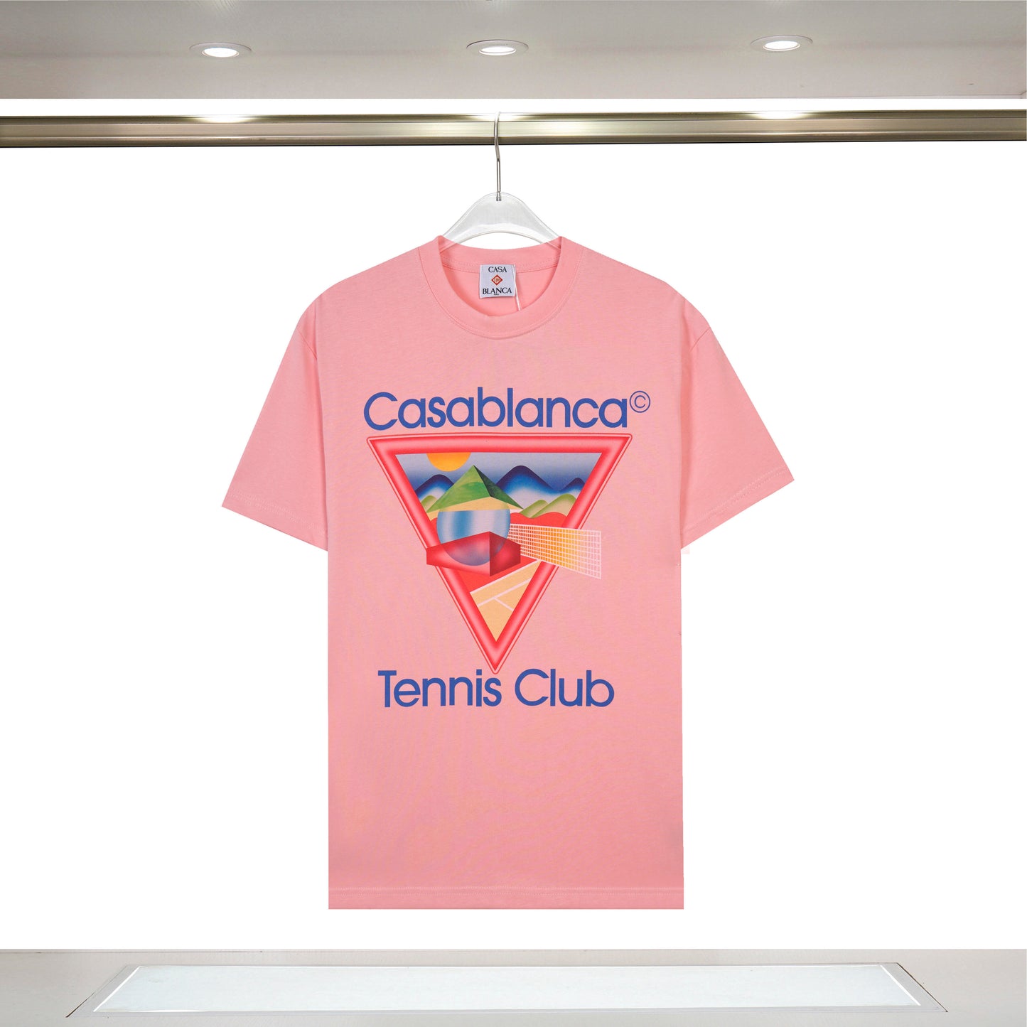 Casablanca Black/White/Pink Tennis Club T - Shirt With Colorful Triangle Graphic Design
