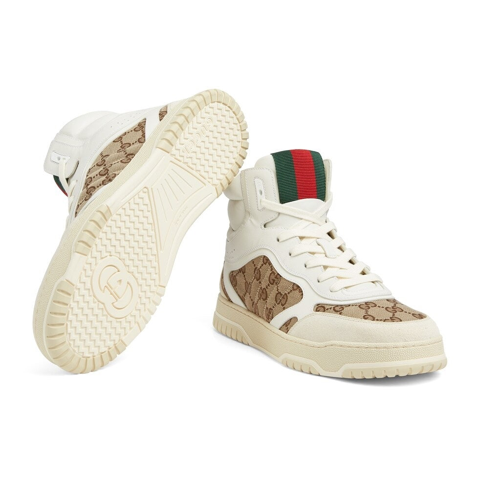 Gucci Unisex High-Top Sneakers With GG Monogram And Web Stripes