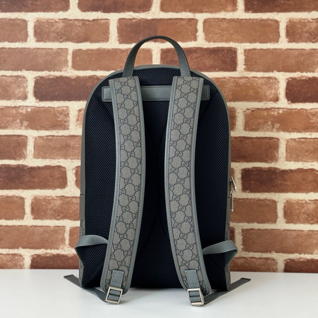 Fashionable Gray Gucci Backpack With Signature GG Pattern And Functional Design 821938