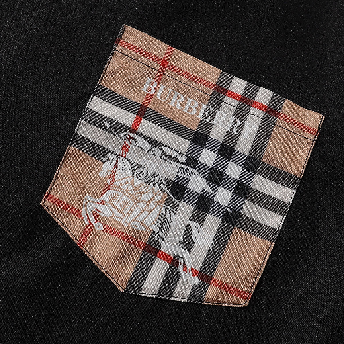 Burberry Style Black/White Short Sleeve Shirt With Checkered Pocket Detail