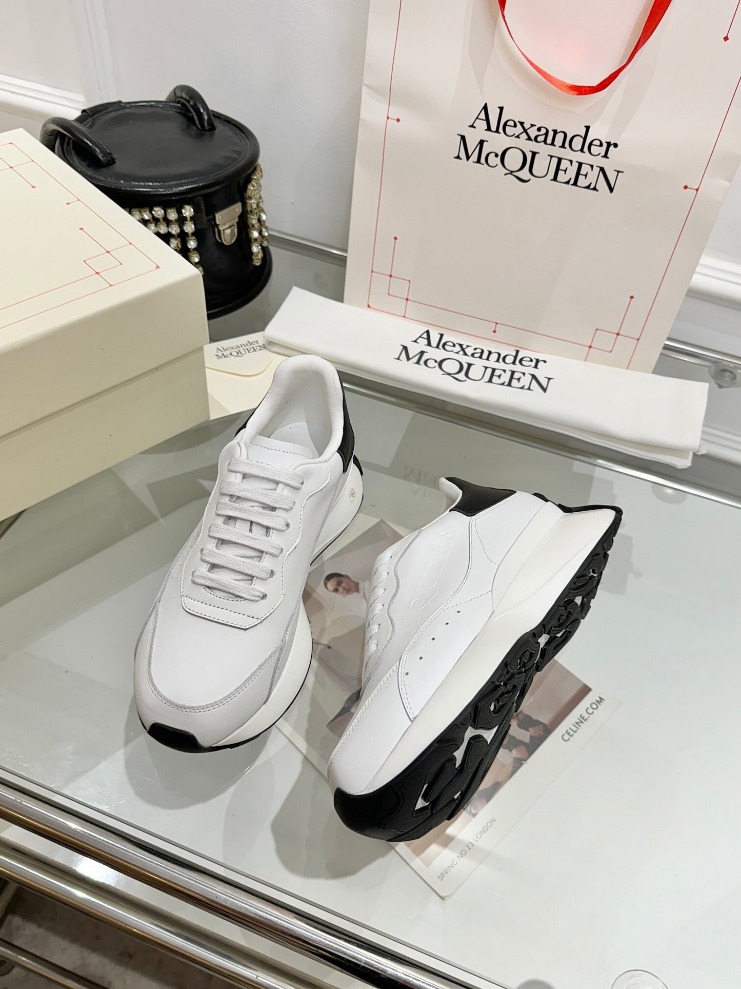Alexander McQueen Unisex Oversized Sneakers With Metallic Heel Accents