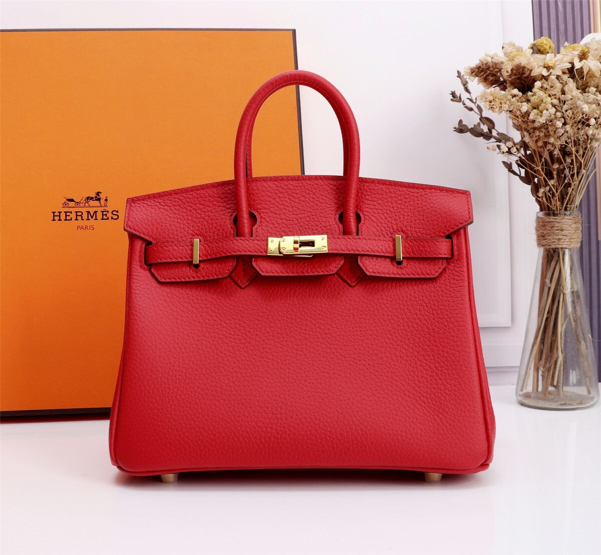 Classic Orange Hermes Birkin Handbag With Gold Hardware 5535