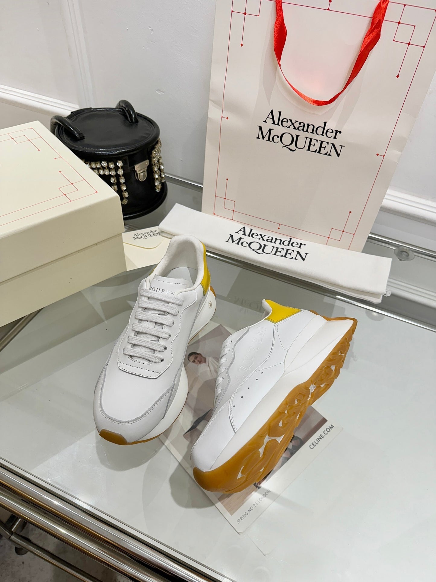 Alexander McQueen Unisex Oversized Sneakers With Metallic Heel Accents