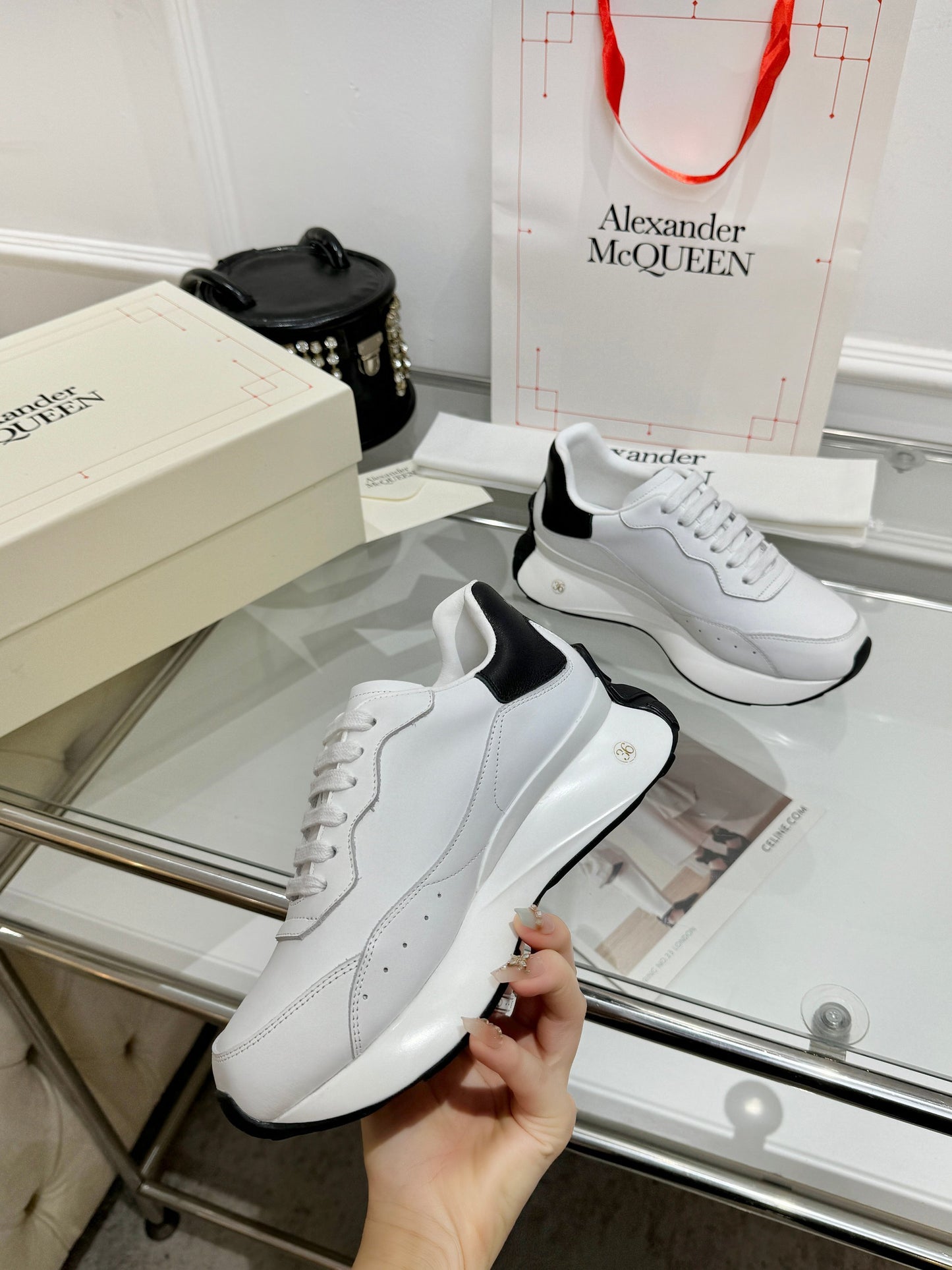 Alexander McQueen Unisex Oversized Sneakers With Metallic Heel Accents