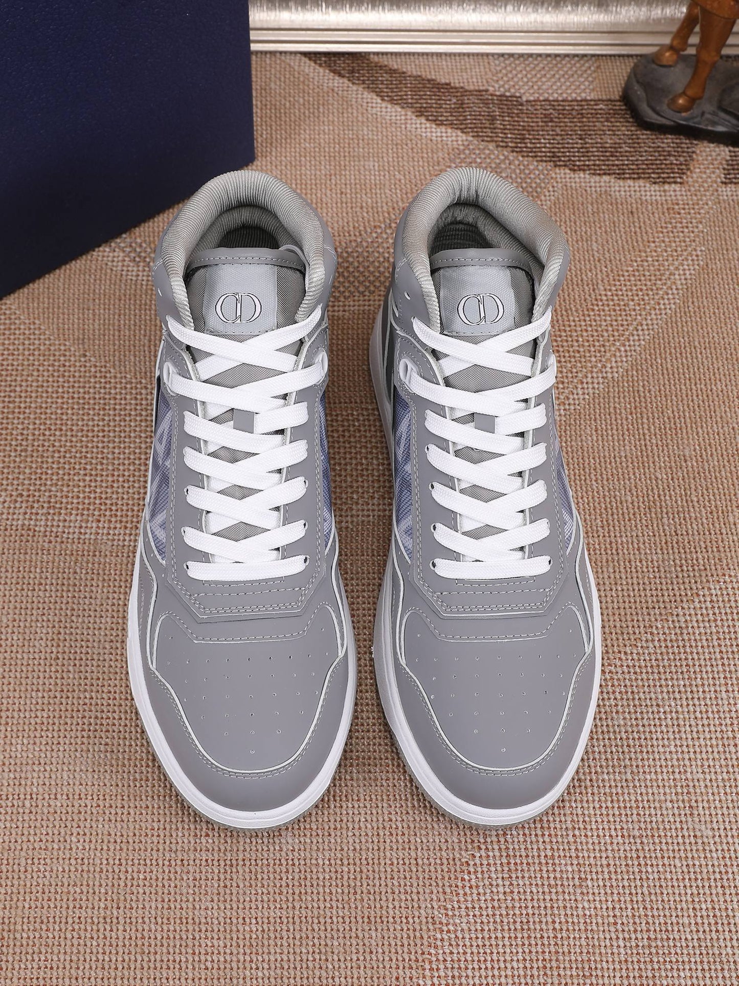 Dior Men's High Top Sneakers with Oblique Pattern and Adjustable Strap