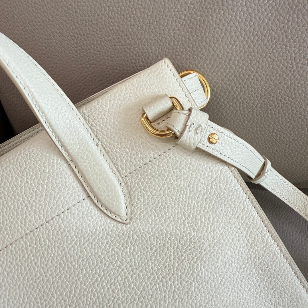 Timeless Cream Burberry Handbag with Gold - Tone Embellishment and Detachable Strap Style No.3491
