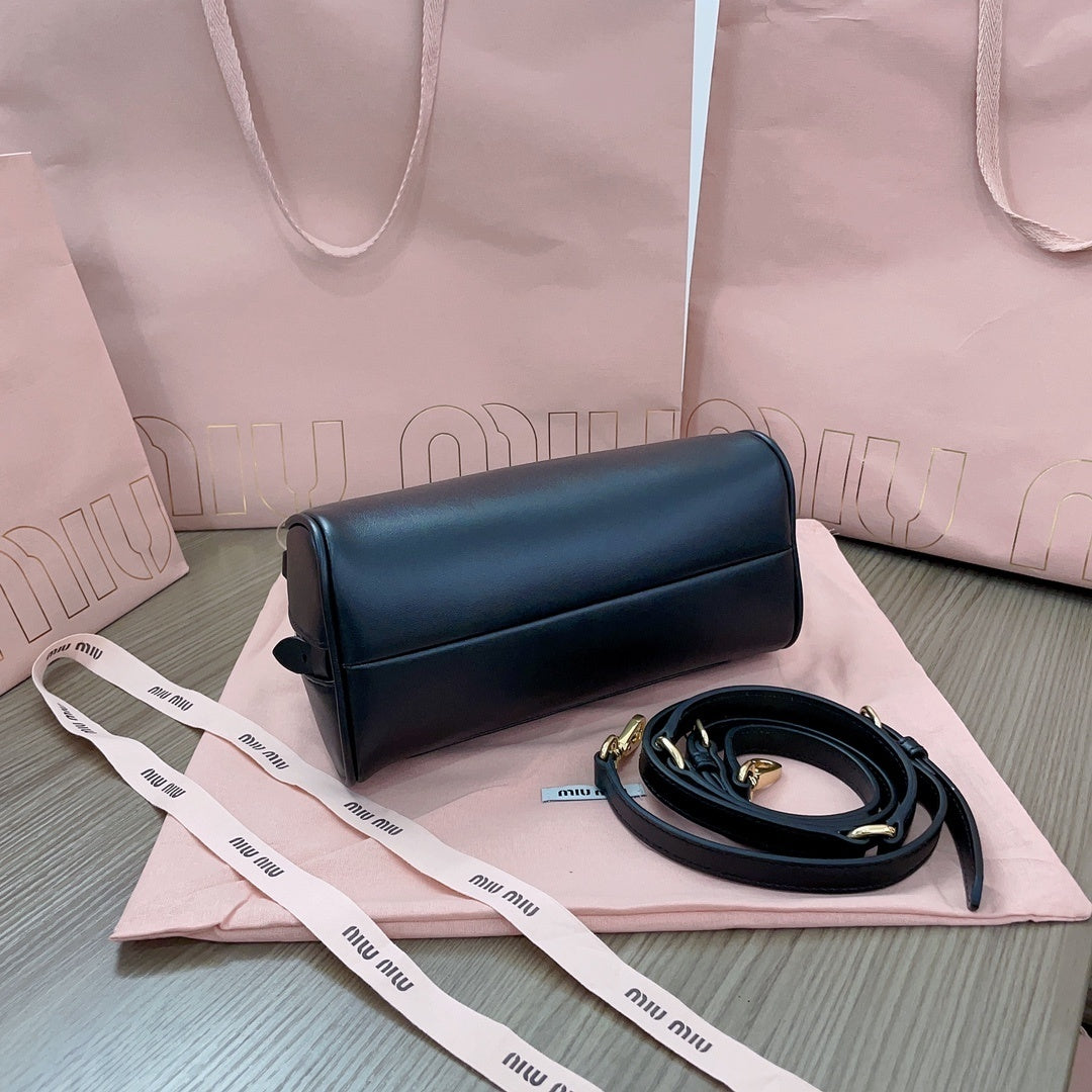 Miu Miu Black Leather Dome - Shaped Top - Handle Crossbody Bag 5BB157