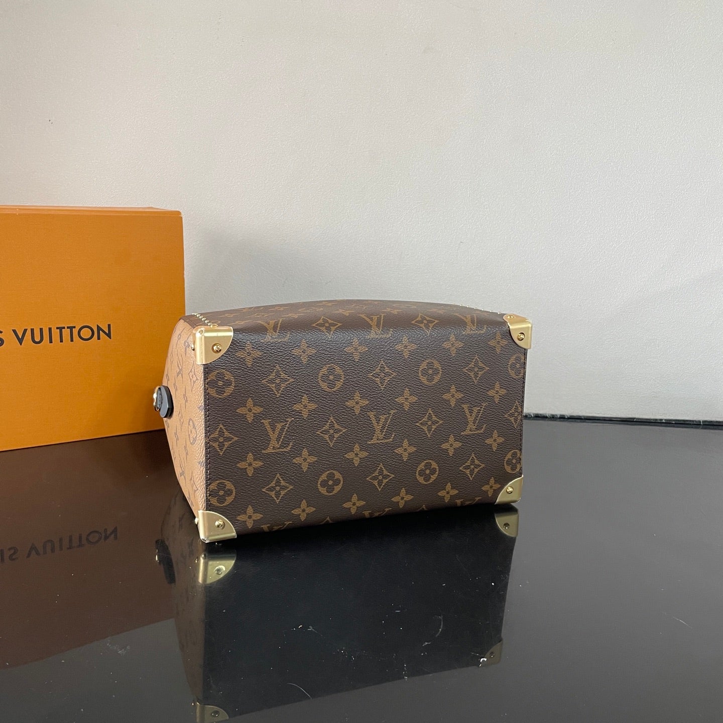 Louis Vuitton Speedy Trunk 25 Handbag In Monogram Canvas With Black Accents And Gold Hardware