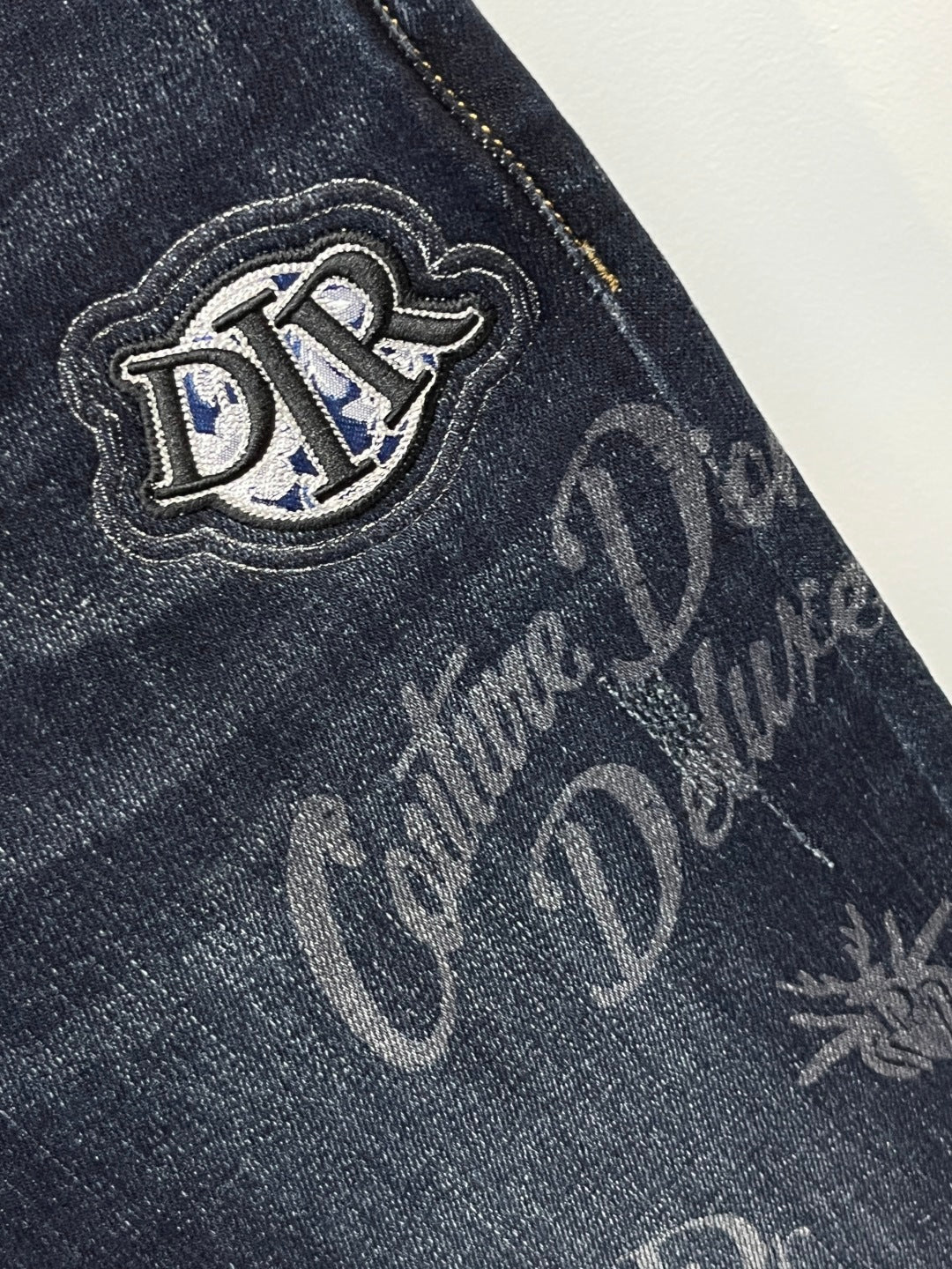 Dior Dark Blue Denim Jeans With Logo And Pattern Details