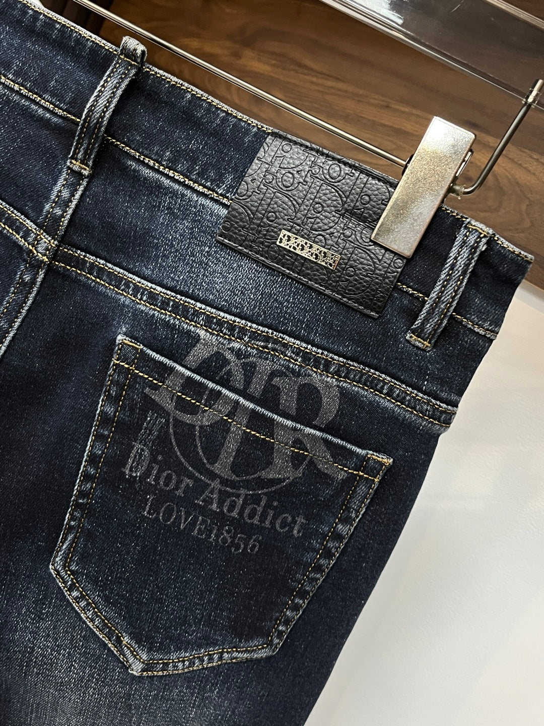Dior Dark Blue Denim Jeans With Logo And Pattern Details