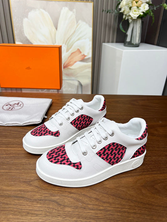 Hermes Women's Sneakers Iconic H Logo Leather Casual Fashion Shoes