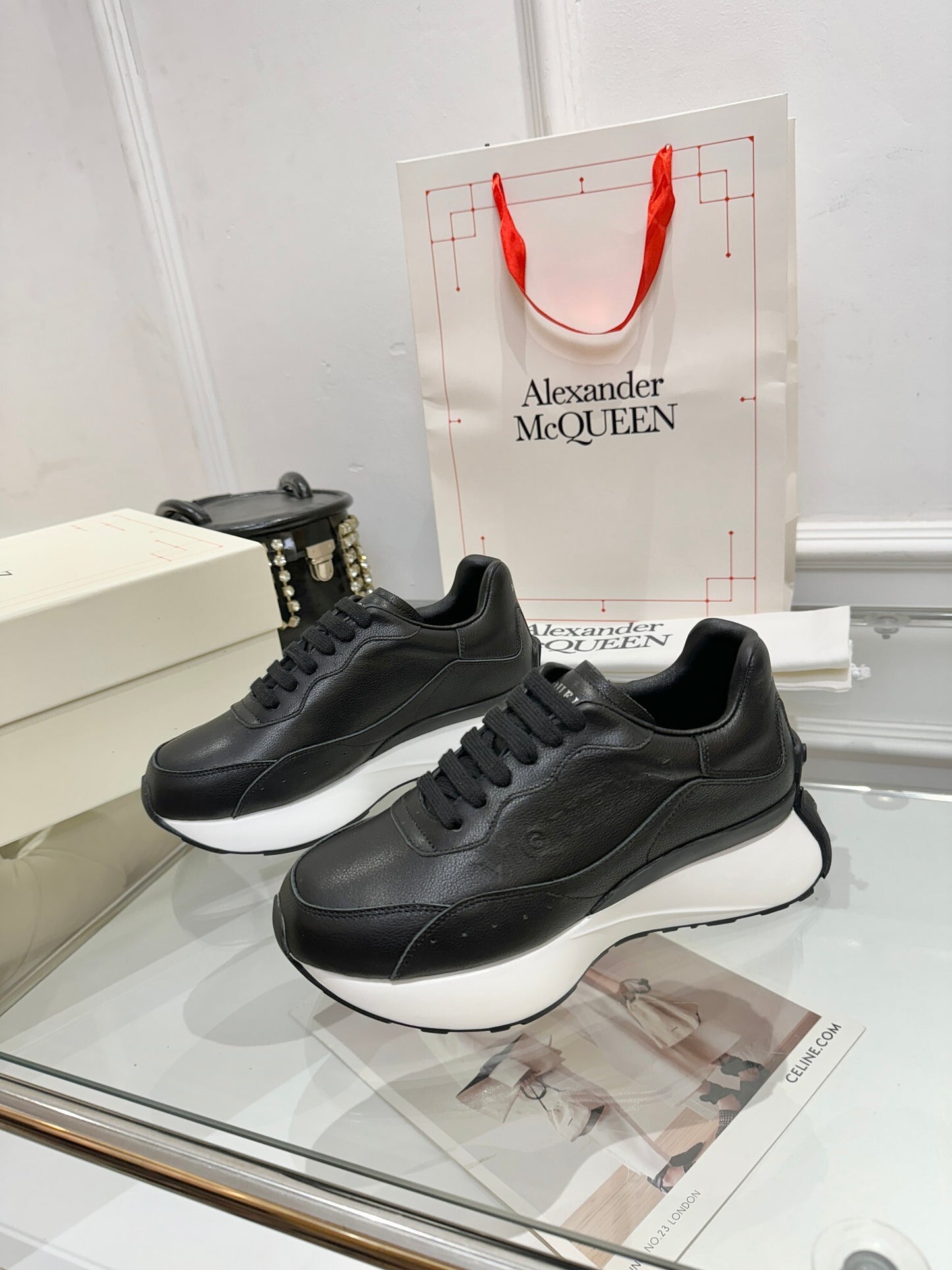 Alexander McQueen Unisex Oversized Sneakers With Metallic Heel Accents