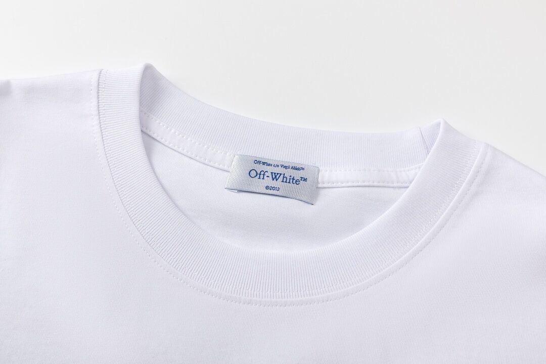 Off White White/Black T Shirt With Stylish Yellow Script Logo On Chest