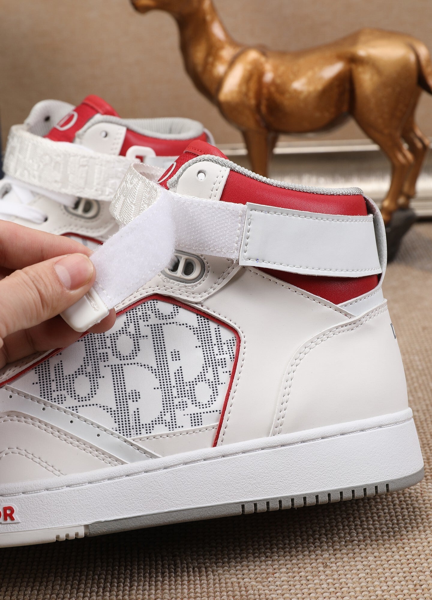 Dior Men's High Top Sneakers with Oblique Pattern and Adjustable Strap