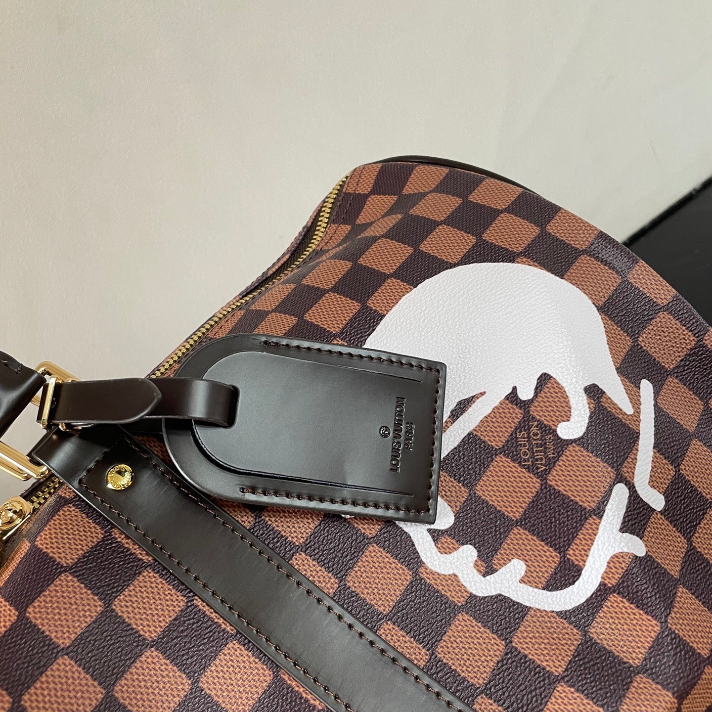Louis Vuitton Damier Pattern Travel Bag With Unique Graphic Design For Fashion Trips