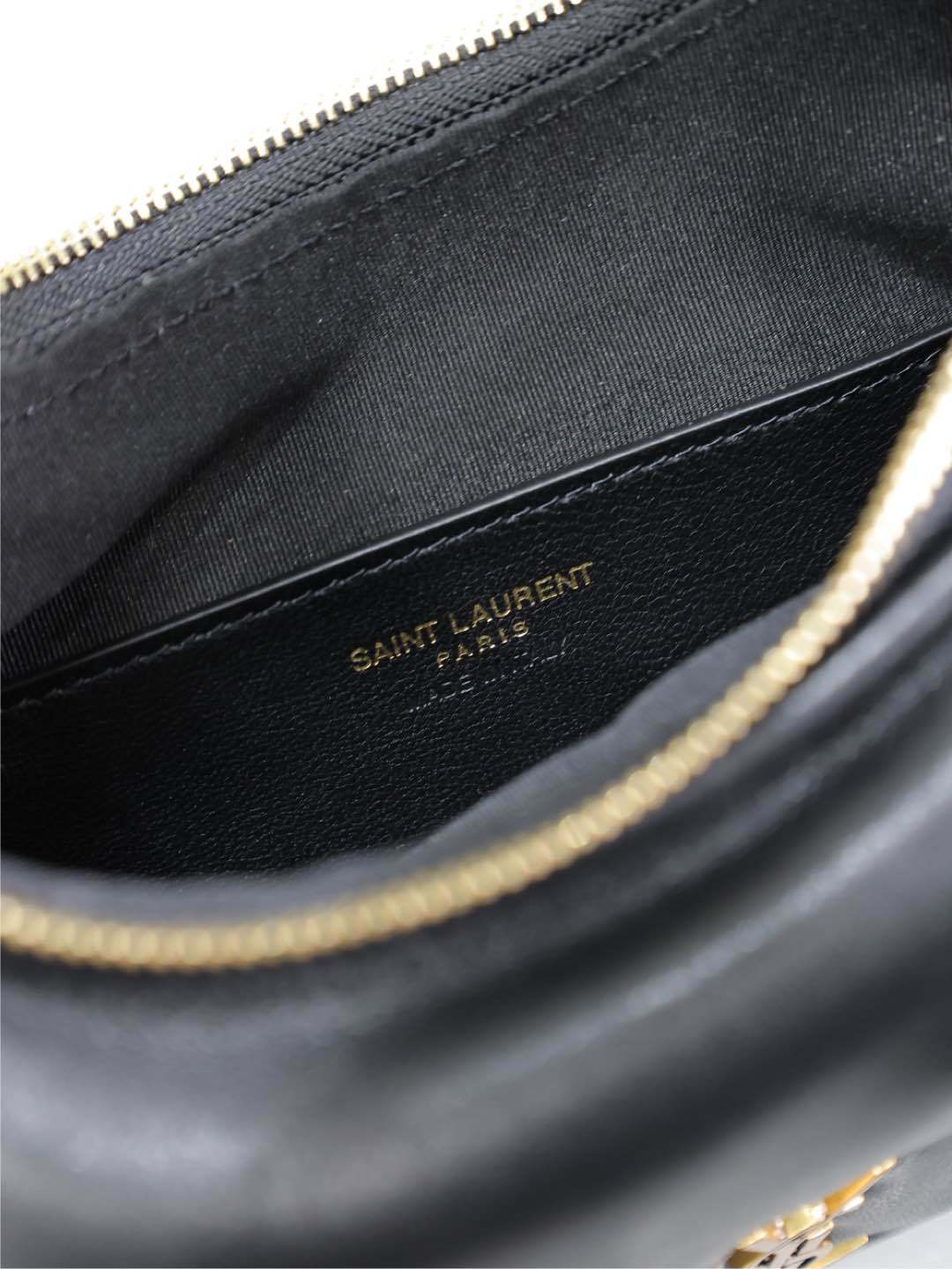 YSL CALYPSO Black Leather Hobo Bag With Iconic Gold Logo 791484
